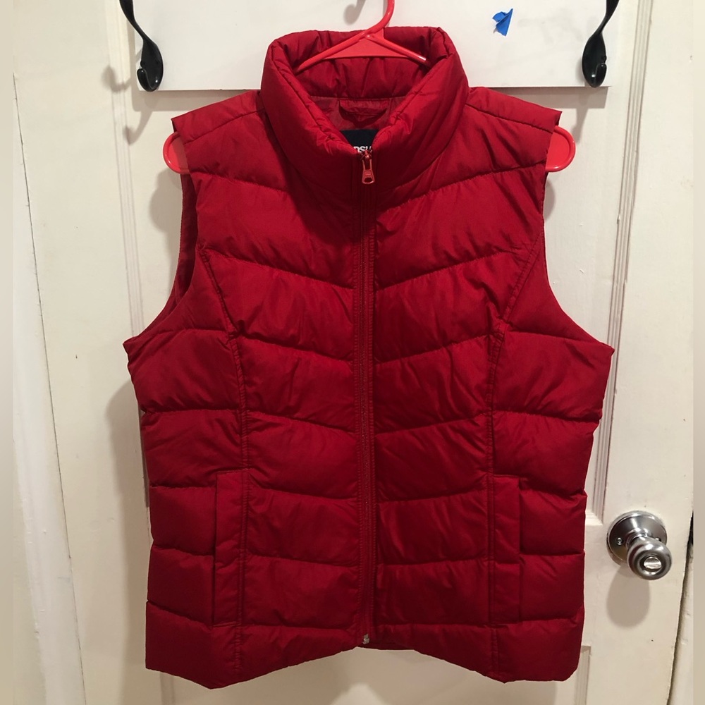 Lands End red puffy vest